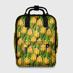 Рюкзак женский Желтые тюльпаны паттерн, цвет: 3D-принт