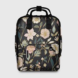 Рюкзак женский Цветы Астры На Чёрном Фоне, цвет: 3D-принт