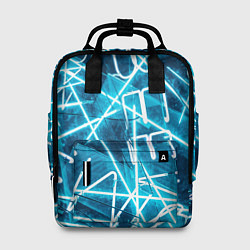 Рюкзак женский Неоновые лучи и неоновые надписи - Голубой, цвет: 3D-принт