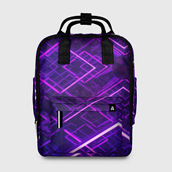 Рюкзак женский Неоновые ромбы в абстракции - Фиолетовый, цвет: 3D-принт