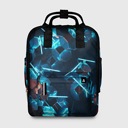 Рюкзак женский Неоновые фигуры с лазерами - Голубой, цвет: 3D-принт