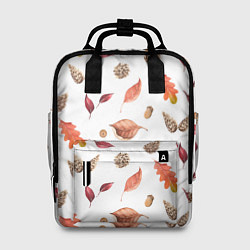 Рюкзак женский Узор Листья, Шишки, Жёлуди, цвет: 3D-принт