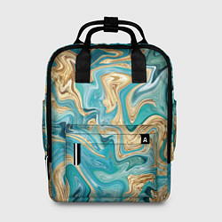 Рюкзак женский Marble Golden Blue, цвет: 3D-принт