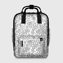 Женский рюкзак Цветочки черные на белом