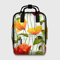 Женский рюкзак Волнообразный узор из цветков мака Лето