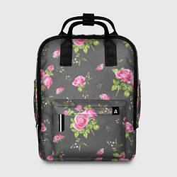 Женский рюкзак Розовые розы на сером фоне