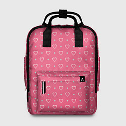 Рюкзак женский Розовые сердечки паттерн, цвет: 3D-принт