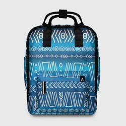 Рюкзак женский Узор в стиле бохо на синем фоне, цвет: 3D-принт