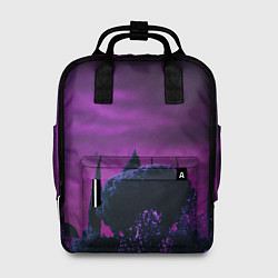 Рюкзак женский Ночное сияние в тёмном лесу - Фиолетовый, цвет: 3D-принт