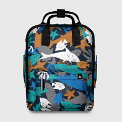 Рюкзак женский Акула и другие обитатели океана, цвет: 3D-принт