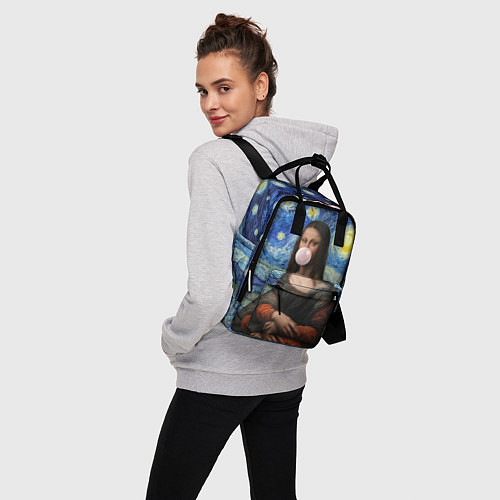 Женский рюкзак Мона Лиза Приколы - Звездная ночь / 3D-принт – фото 3