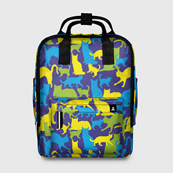 Рюкзак женский Синий кошачий камуфляж, цвет: 3D-принт