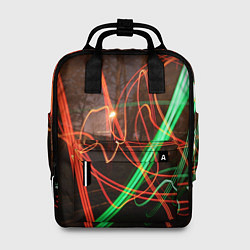 Рюкзак женский Абстрактные улица и зелёно-красные лучи, цвет: 3D-принт