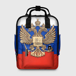 Женский рюкзак Герб России на фоне флага