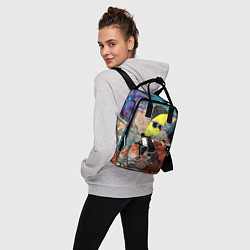 Рюкзак женский Барт Симпсон в тёмных очках на фоне граффити, цвет: 3D-принт — фото 2