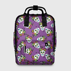 Рюкзак женский Сахарные черепа на фиолетовом паттерн, цвет: 3D-принт