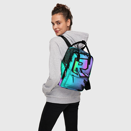 Женский рюкзак Roblox neon logo / 3D-принт – фото 3