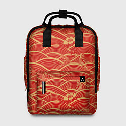 Рюкзак женский Китайская иллюстрация волн, цвет: 3D-принт