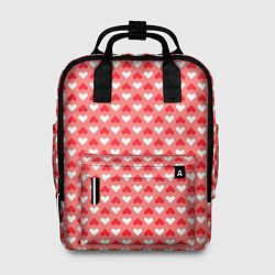 Рюкзак женский Белые и красные сердечки - абстракция, цвет: 3D-принт