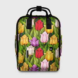 Женский рюкзак Объемные разноцветные тюльпаны