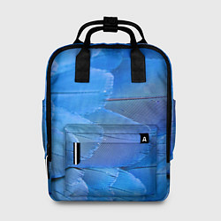Женский рюкзак Текстура с голубыми перьями