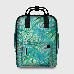 Женский рюкзак Тропические листья на зеленом фоне