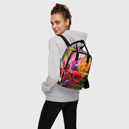 Женский рюкзак Прекрасный цветочный букет / 3D-принт – фото 3