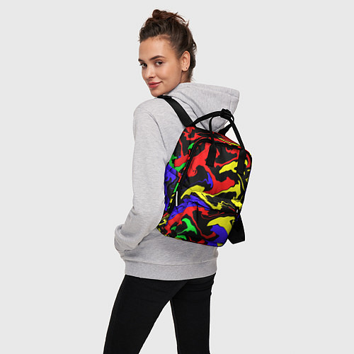 Женский рюкзак Яркие абстрактные краски / 3D-принт – фото 3
