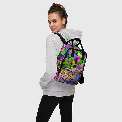 Женский рюкзак Разноцветный клетчатый камуфляж / 3D-принт – фото 3