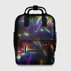 Рюкзак женский Разноцветные неоновые линии, цвет: 3D-принт
