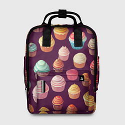 Рюкзак женский Много нарисованных капкейков, цвет: 3D-принт