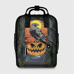 Женский рюкзак Ворон, сидящий на тыкве - Halloween