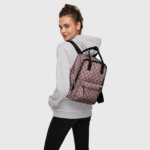 Женский рюкзак Большие и маленькие фиолетовые квадраты / 3D-принт – фото 3