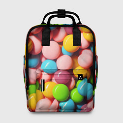 Рюкзак женский Много ярких конфет, цвет: 3D-принт
