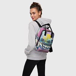 Рюкзак женский Штормовые океанские волны и пальмы, цвет: 3D-принт — фото 2