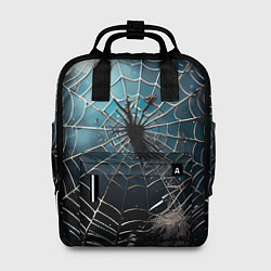 Рюкзак женский Halloween - паутина на фоне мрачного неба, цвет: 3D-принт