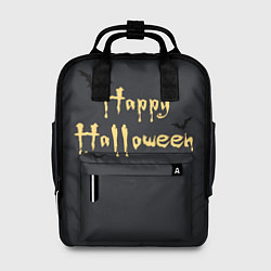 Женский рюкзак Happy Halloween надпись с летучими мышами