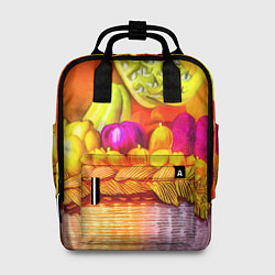 Рюкзак женский Спелые фрукты и овощи в плетеной корзине, цвет: 3D-принт