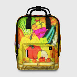 Женский рюкзак Плетеная корзина, полная фруктов и овощей