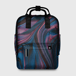 Рюкзак женский Абстрактные фиолетовые и синие волны с блёстками, цвет: 3D-принт