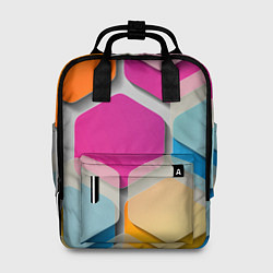 Рюкзак женский Абстрактные разноцветные геометрические фигуры, цвет: 3D-принт