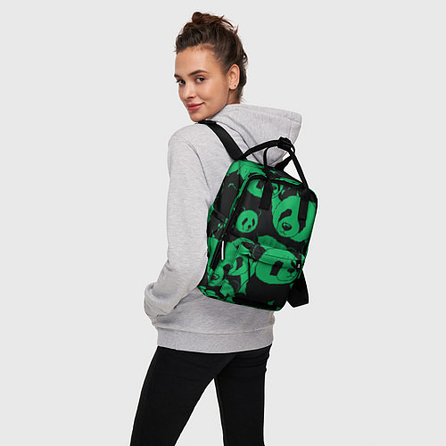 Женский рюкзак Panda green pattern / 3D-принт – фото 3