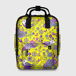 Рюкзак женский Птички и цветы на желтом, цвет: 3D-принт