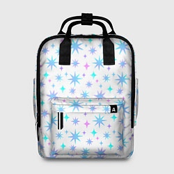 Рюкзак женский Разноцветные звезды на белом фоне, цвет: 3D-принт