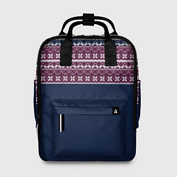 Женский рюкзак Скандинавский орнамент на синем, бордовом фоне