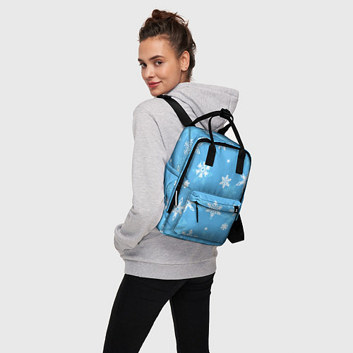 Женский рюкзак Голубой снегопад / 3D-принт – фото 3