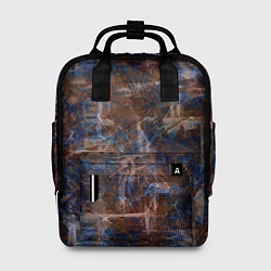 Женский рюкзак Коричневый с синим абстрактный гранжевый