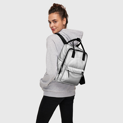 Женский рюкзак Серый фон и абстрактные белые объёмные окружности / 3D-принт – фото 3