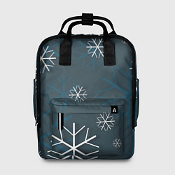 Женский рюкзак Белые снежинки на синем фоне
