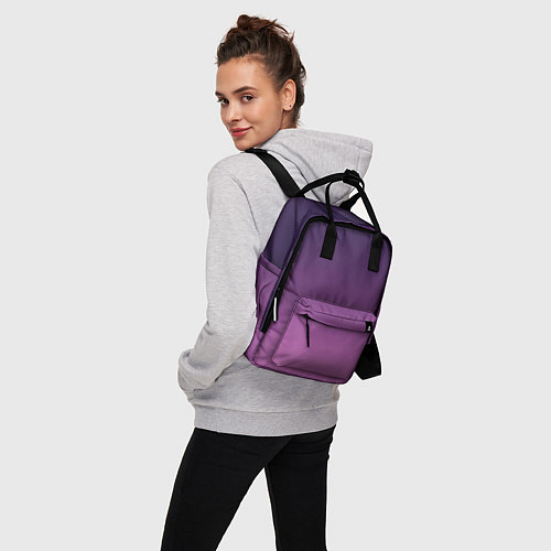 Женский рюкзак Пурпурный-лиловый градиент / 3D-принт – фото 3